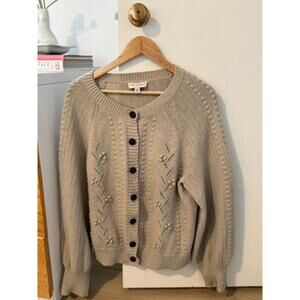 Free Assembly Textured Knit Beige Cardigan Sweater ✨